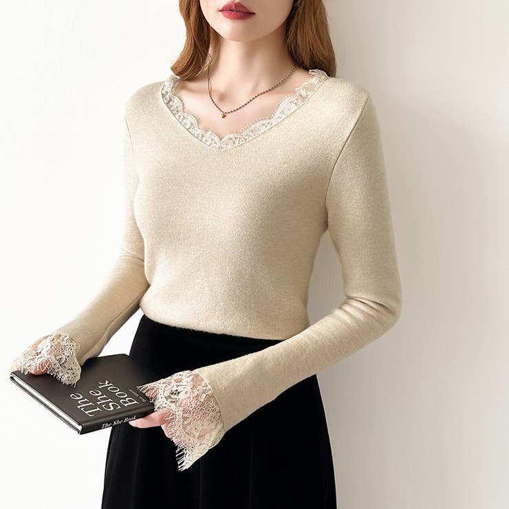 あったか裏シャギーレースニット 裏起毛 レースニット | COCOMOMO | 詳細画像6 