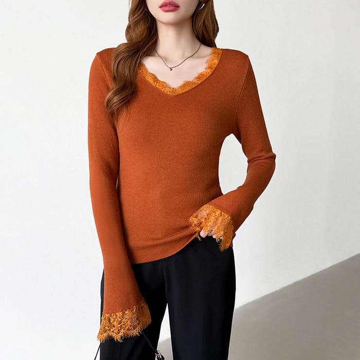 あったか裏シャギーレースニット 裏起毛 レースニット | COCOMOMO | 詳細画像13 