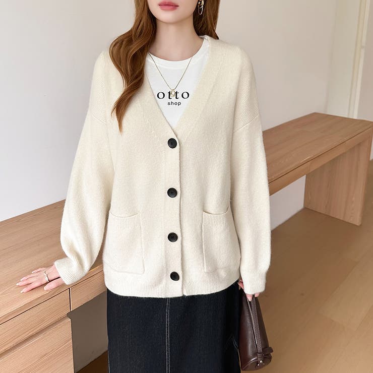 Vネックニットカーディガン カーディガン オーバーサイズ | COCOMOMO | 詳細画像11 