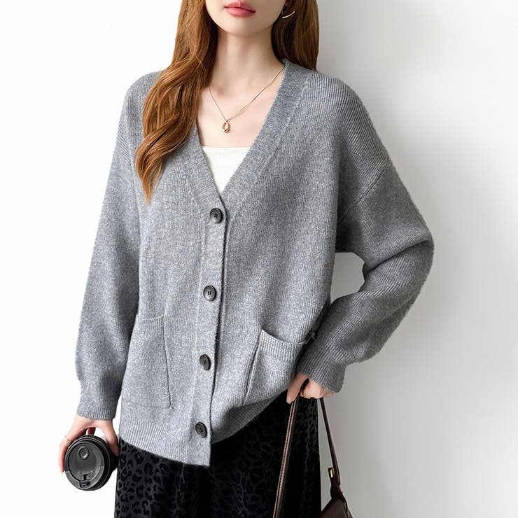 Vネックニットカーディガン カーディガン オーバーサイズ | COCOMOMO | 詳細画像17 