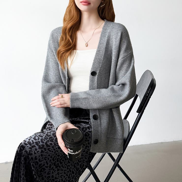 Vネックニットカーディガン カーディガン オーバーサイズ | COCOMOMO | 詳細画像20 