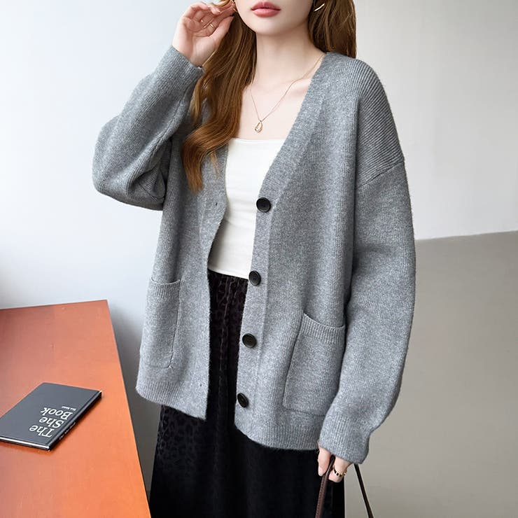 Vネックニットカーディガン カーディガン オーバーサイズ | COCOMOMO | 詳細画像23 