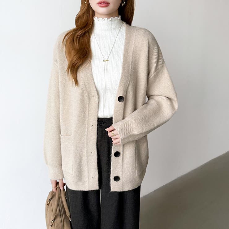 Vネックニットカーディガン カーディガン オーバーサイズ | COCOMOMO | 詳細画像24 