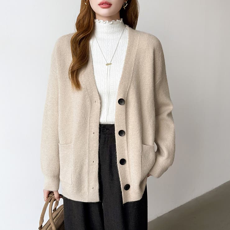 Vネックニットカーディガン カーディガン オーバーサイズ | COCOMOMO | 詳細画像25 