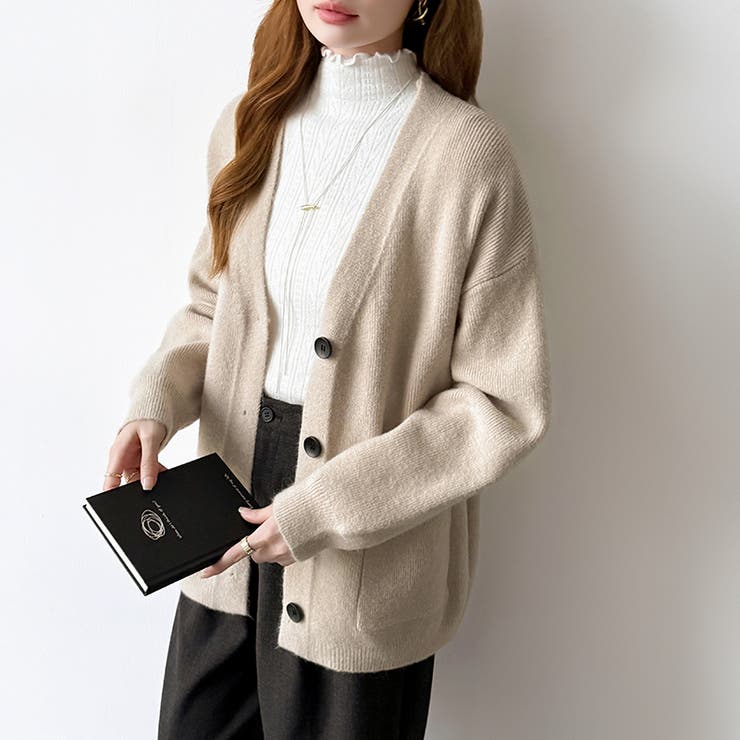 Vネックニットカーディガン カーディガン オーバーサイズ | COCOMOMO | 詳細画像26 