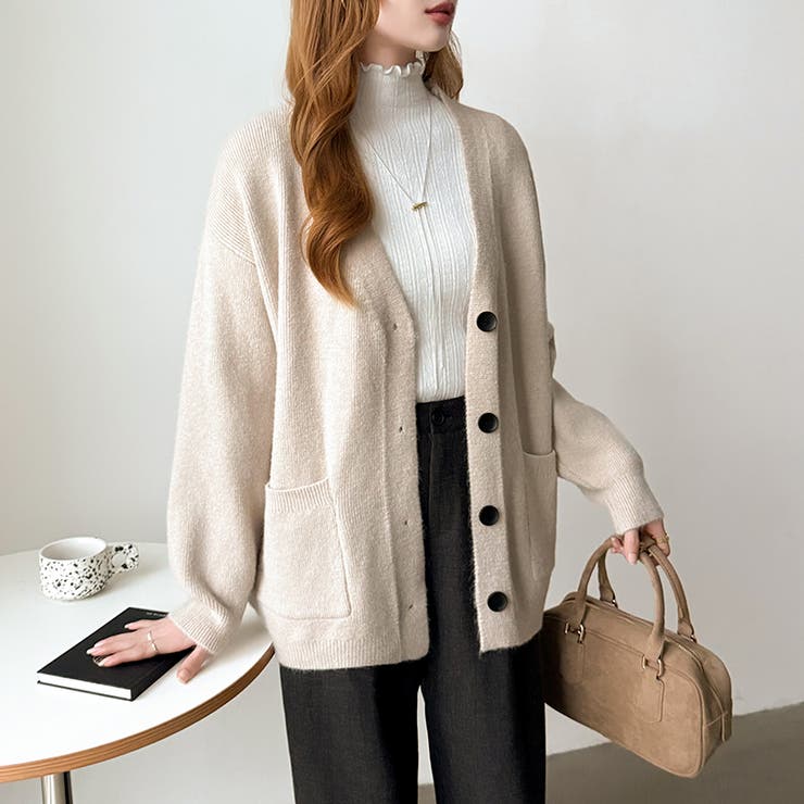 Vネックニットカーディガン カーディガン オーバーサイズ | COCOMOMO | 詳細画像28 