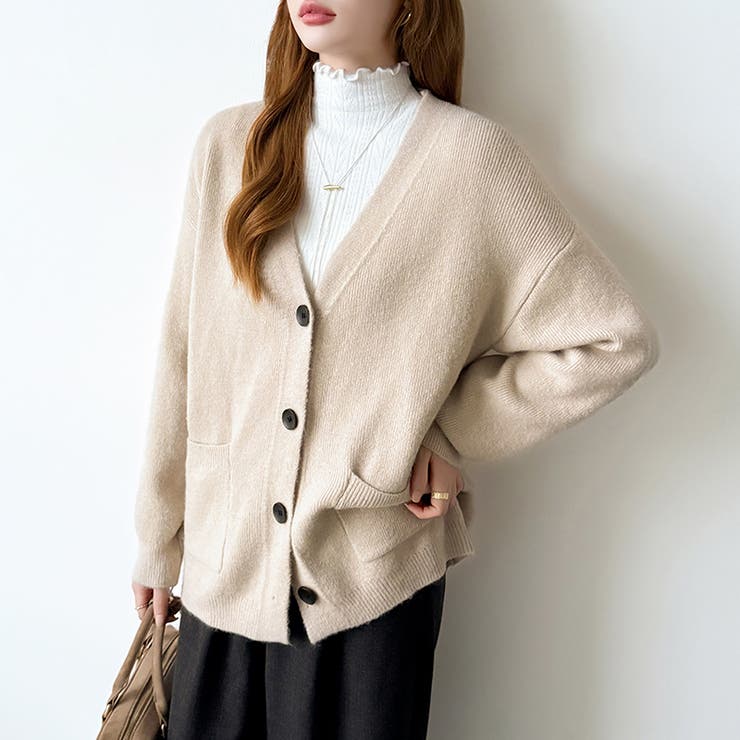 Vネックニットカーディガン カーディガン オーバーサイズ | COCOMOMO | 詳細画像29 