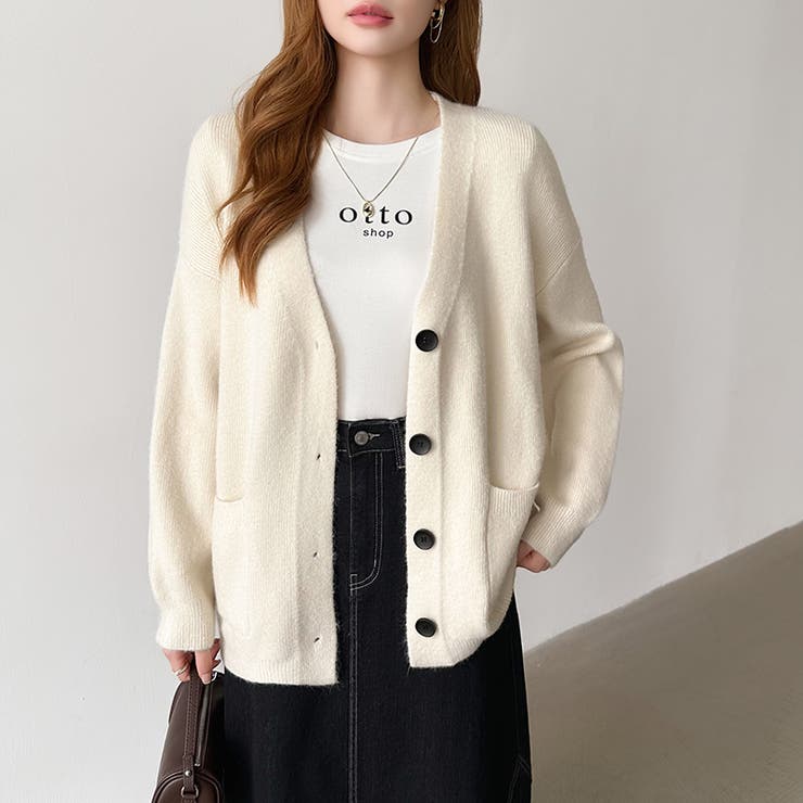 Vネックニットカーディガン カーディガン オーバーサイズ | COCOMOMO | 詳細画像3 