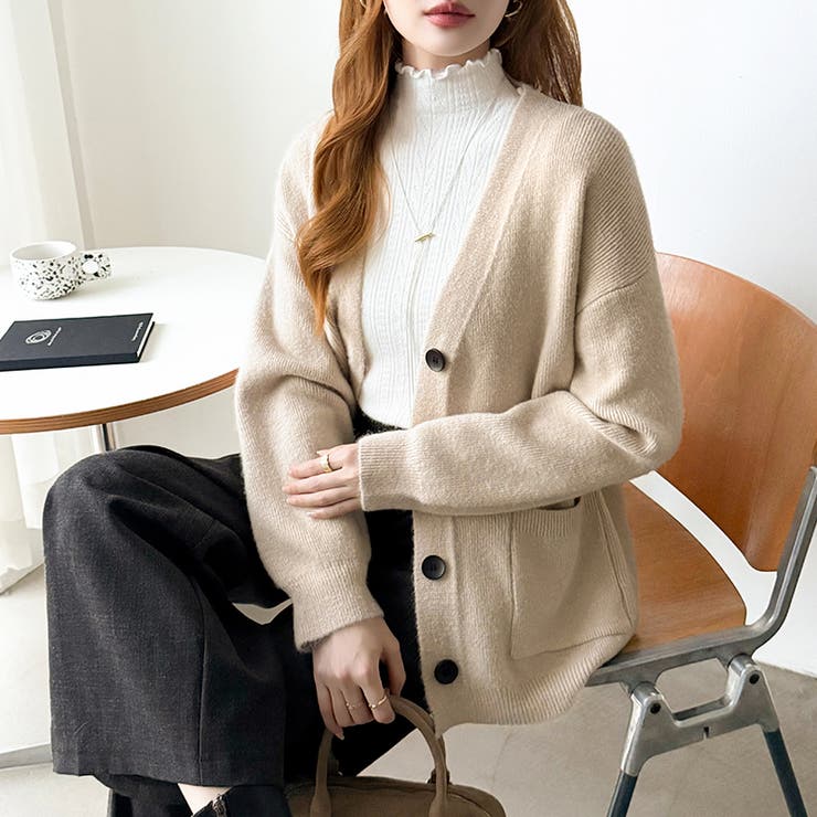 Vネックニットカーディガン カーディガン オーバーサイズ | COCOMOMO | 詳細画像30 