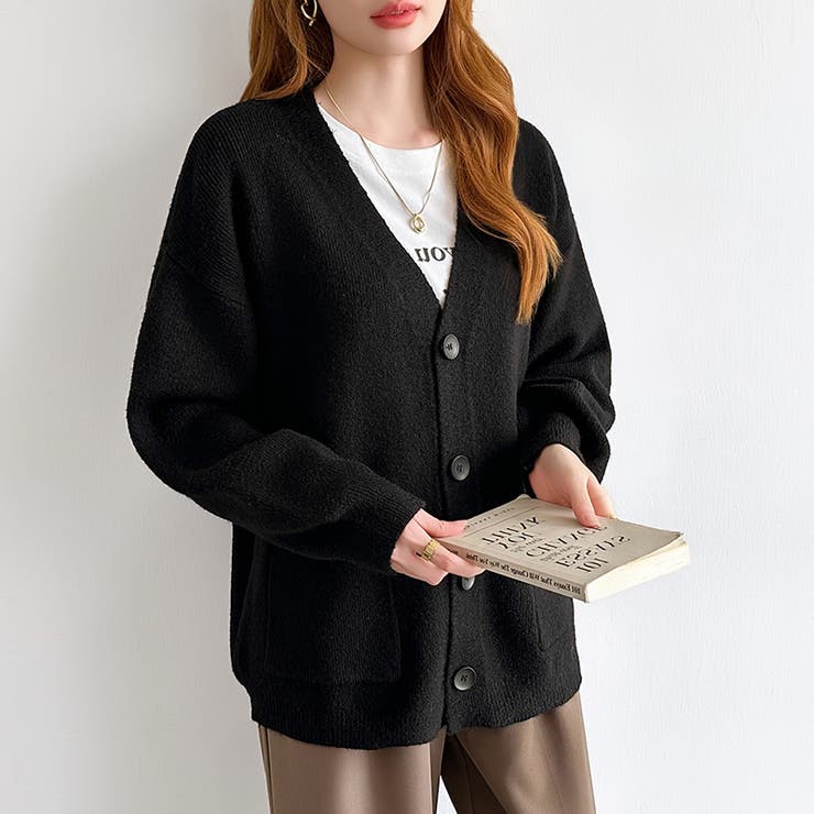 Vネックニットカーディガン カーディガン オーバーサイズ | COCOMOMO | 詳細画像34 