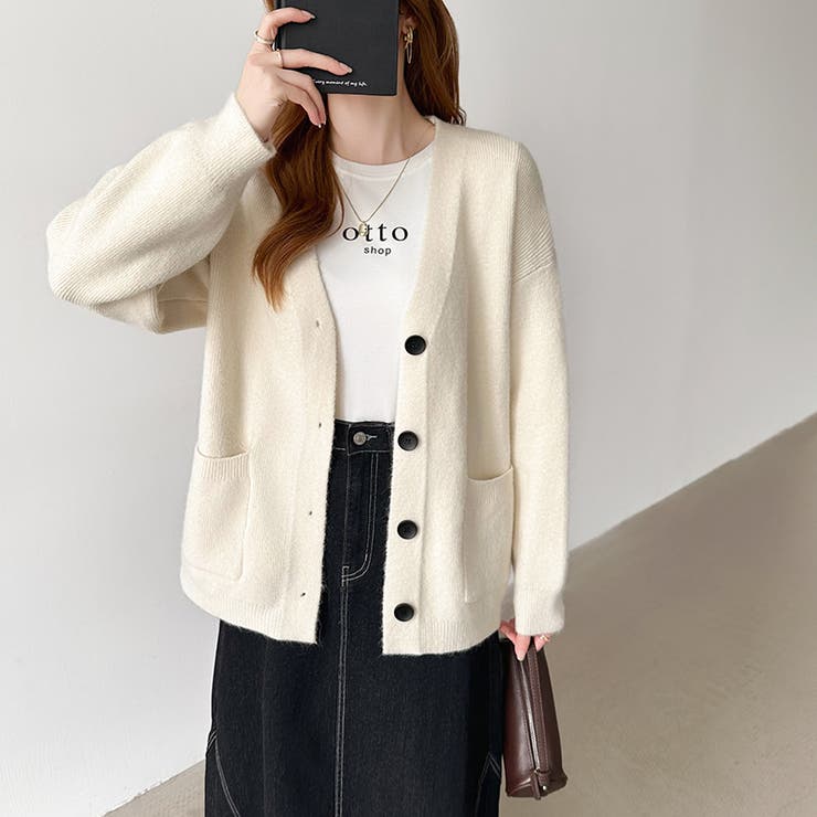 Vネックニットカーディガン カーディガン オーバーサイズ | COCOMOMO | 詳細画像5 