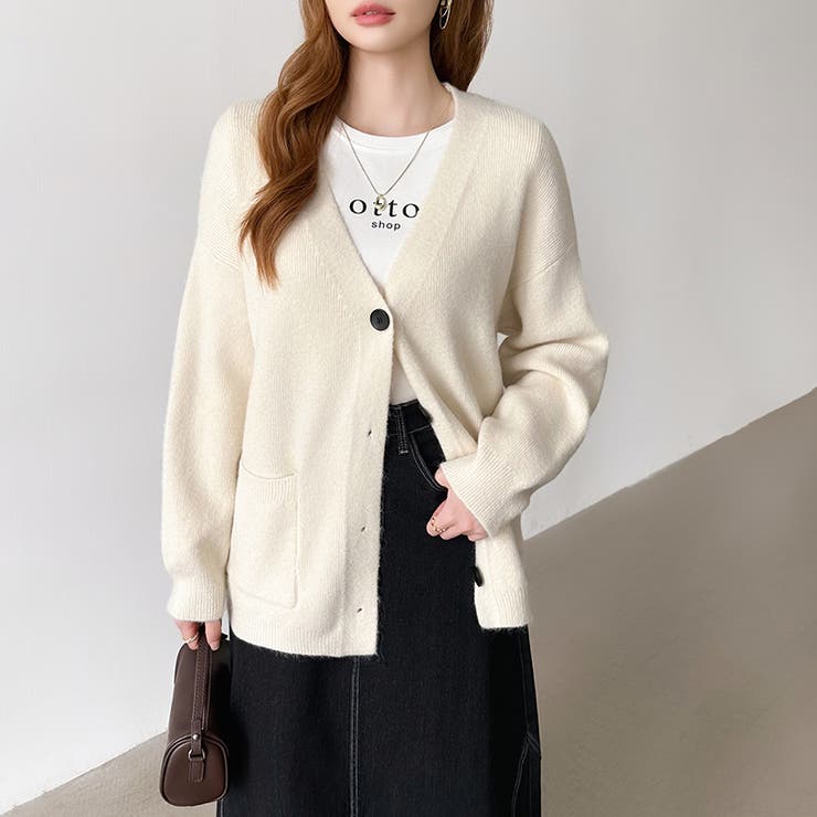 Vネックニットカーディガン カーディガン オーバーサイズ | COCOMOMO | 詳細画像6 