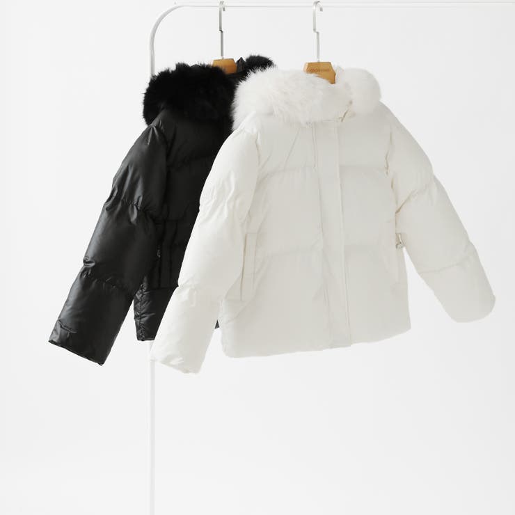 ファー付き中綿ジャケット フェイクダウンジャケット アウター | COCOMOMO | 詳細画像18 