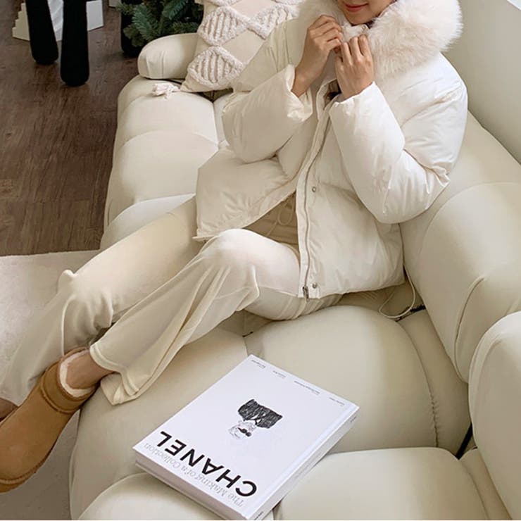 ファー付き中綿ジャケット フェイクダウンジャケット アウター | COCOMOMO | 詳細画像4 