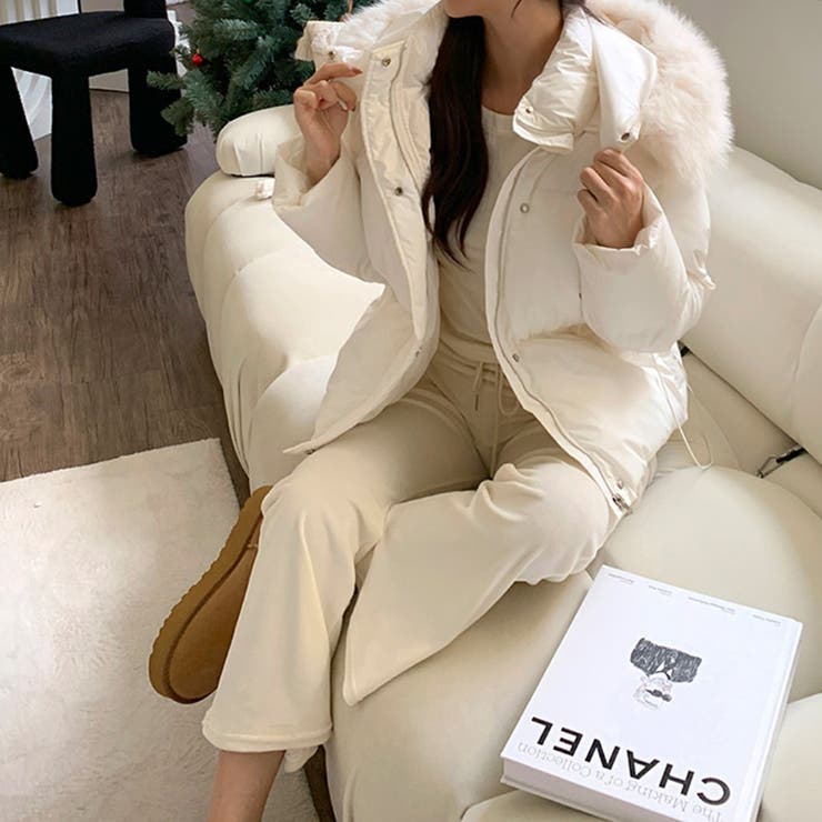 ファー付き中綿ジャケット フェイクダウンジャケット アウター | COCOMOMO | 詳細画像7 