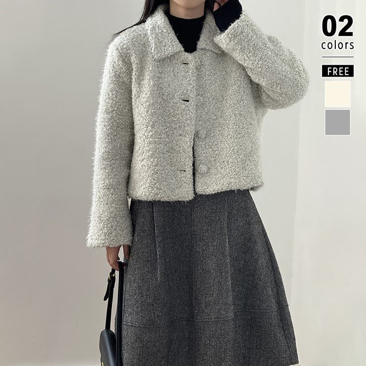 グレー | ブークレボアショートジャケット ボアジャケット ブルゾン | COCOMOMO