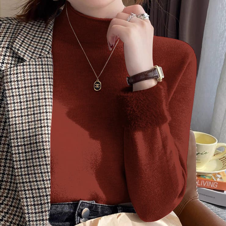 ふわふわ裏シャギーニット 裏起毛 ハイネックニット | COCOMOMO | 詳細画像14 