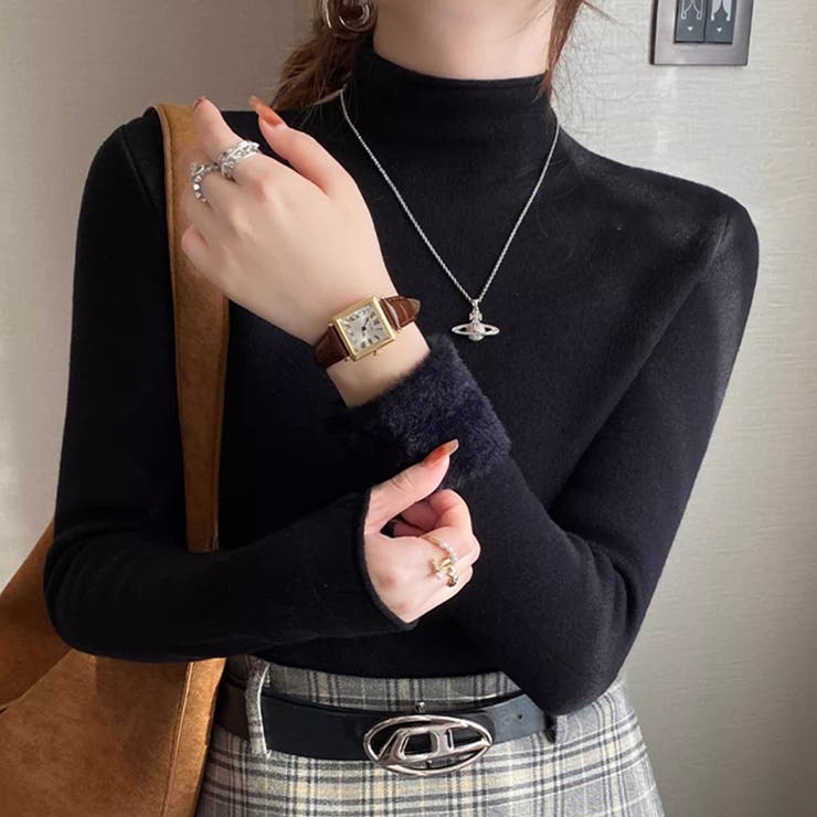 ふわふわ裏シャギーニット 裏起毛 ハイネックニット | COCOMOMO | 詳細画像22 