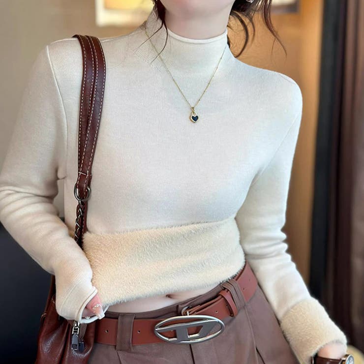 ふわふわ裏シャギーニット 裏起毛 ハイネックニット | COCOMOMO | 詳細画像4 