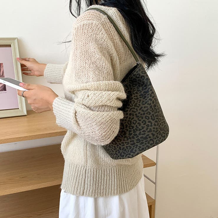 スエード調ヒョウ柄バッグ スエードバッグ バケツ型バッグ | COCOMOMO | 詳細画像9 