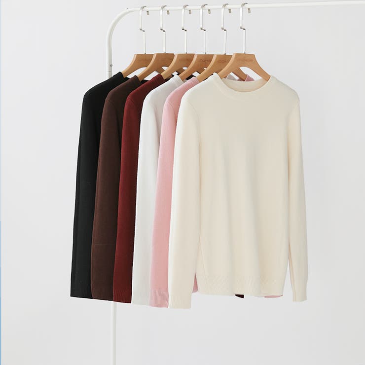 ふわふわ裏起毛で一枚であたたかい 裏起毛ニット クルーネック | COCOMOMO | 詳細画像14 