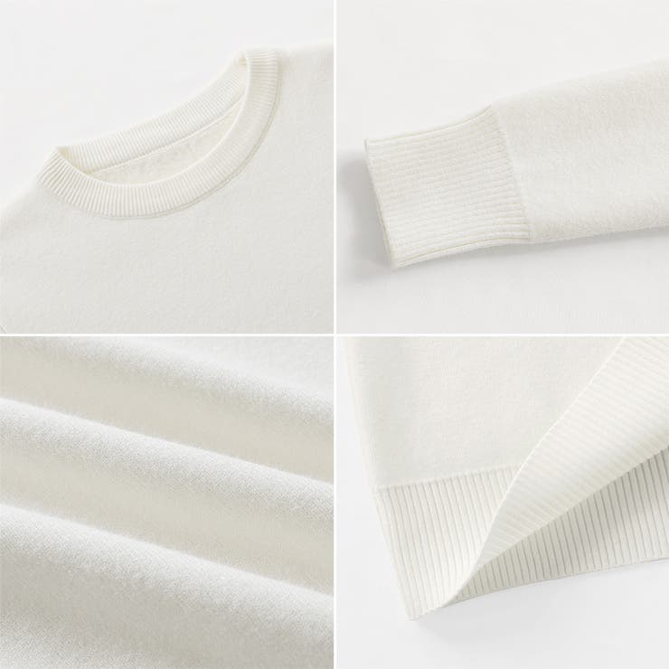 ふわふわ裏起毛で一枚であたたかい 裏起毛ニット クルーネック | COCOMOMO | 詳細画像15 