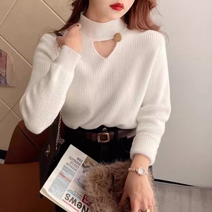 裏起毛カットアウトニット リブニット 裏起毛 | COCOMOMO | 詳細画像10 