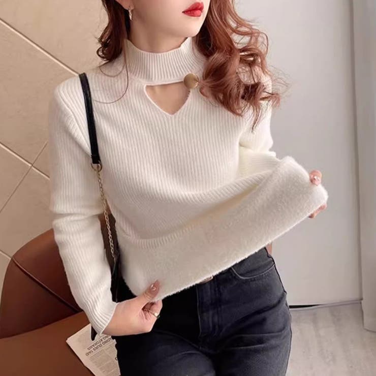 裏起毛カットアウトニット リブニット 裏起毛 | COCOMOMO | 詳細画像13 