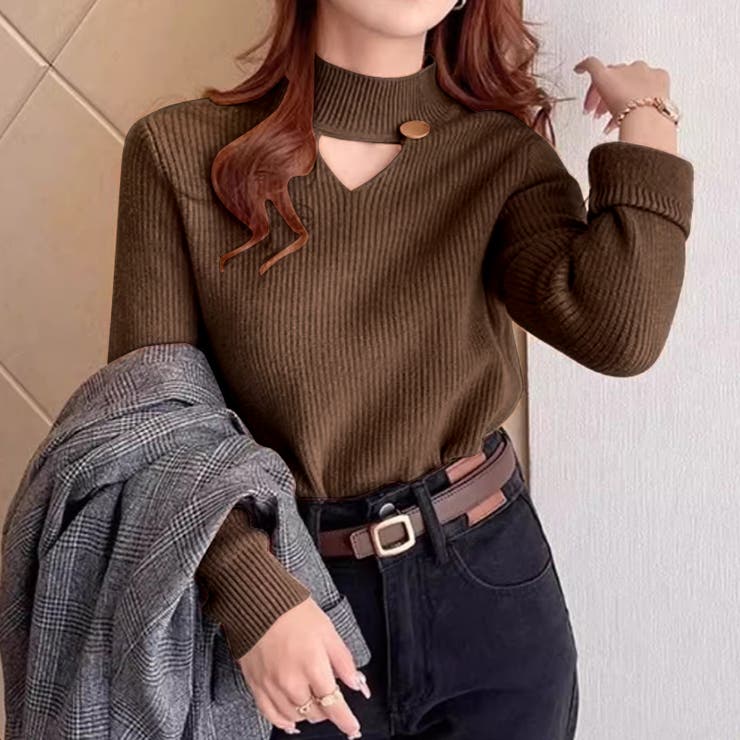 裏起毛カットアウトニット リブニット 裏起毛 | COCOMOMO | 詳細画像17 