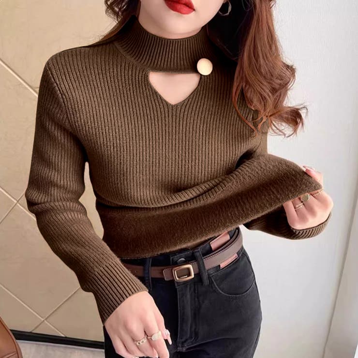 裏起毛カットアウトニット リブニット 裏起毛 | COCOMOMO | 詳細画像19 