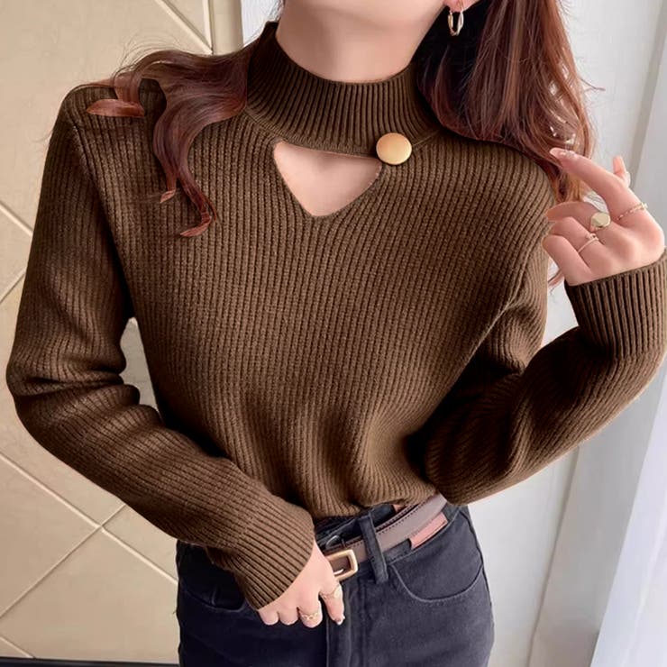 裏起毛カットアウトニット リブニット 裏起毛 | COCOMOMO | 詳細画像20 