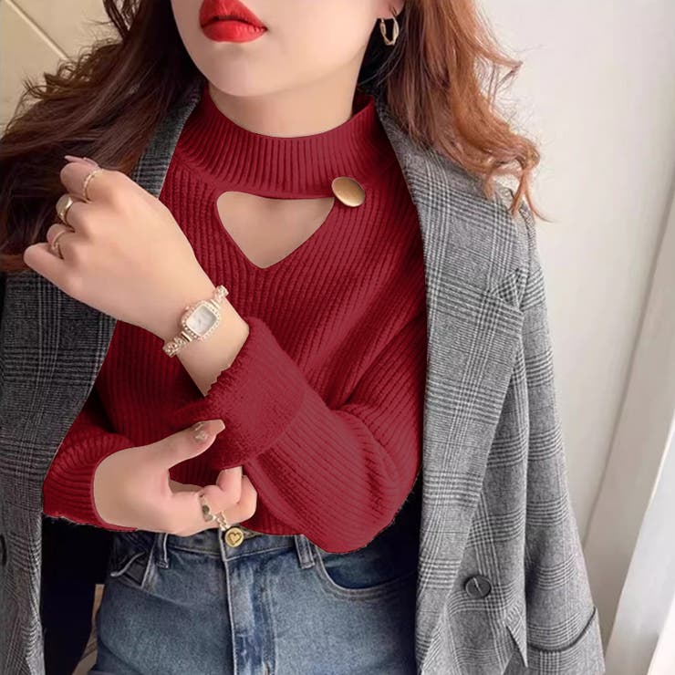 裏起毛カットアウトニット リブニット 裏起毛 | COCOMOMO | 詳細画像22 