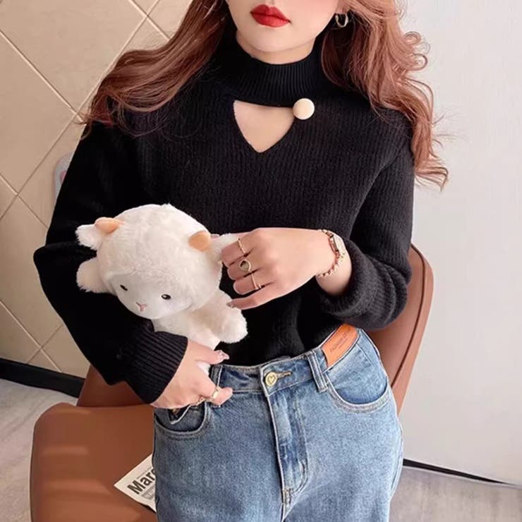 裏起毛カットアウトニット リブニット 裏起毛 | COCOMOMO | 詳細画像24 