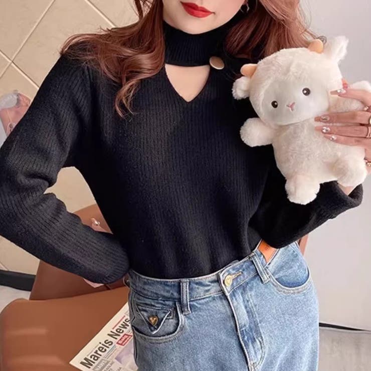 裏起毛カットアウトニット リブニット 裏起毛 | COCOMOMO | 詳細画像26 