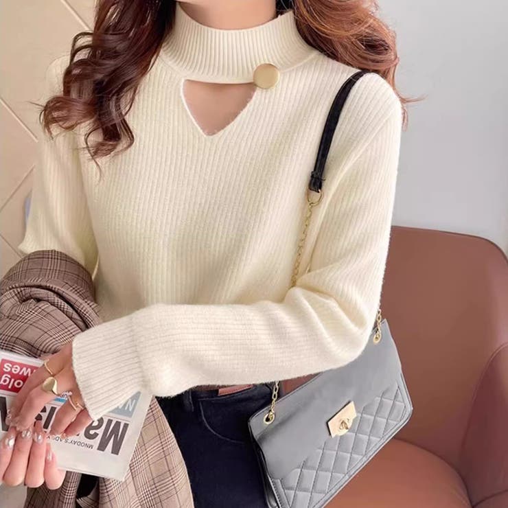 裏起毛カットアウトニット リブニット 裏起毛 | COCOMOMO | 詳細画像4 