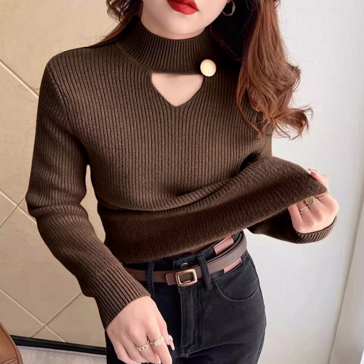 裏起毛カットアウトニット リブニット 裏起毛 | COCOMOMO | 詳細画像19 