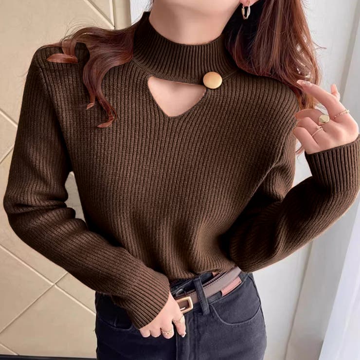 裏起毛カットアウトニット リブニット 裏起毛 | COCOMOMO | 詳細画像20 