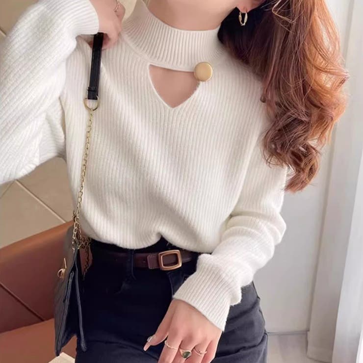 裏起毛カットアウトニット リブニット 裏起毛 | COCOMOMO | 詳細画像9 