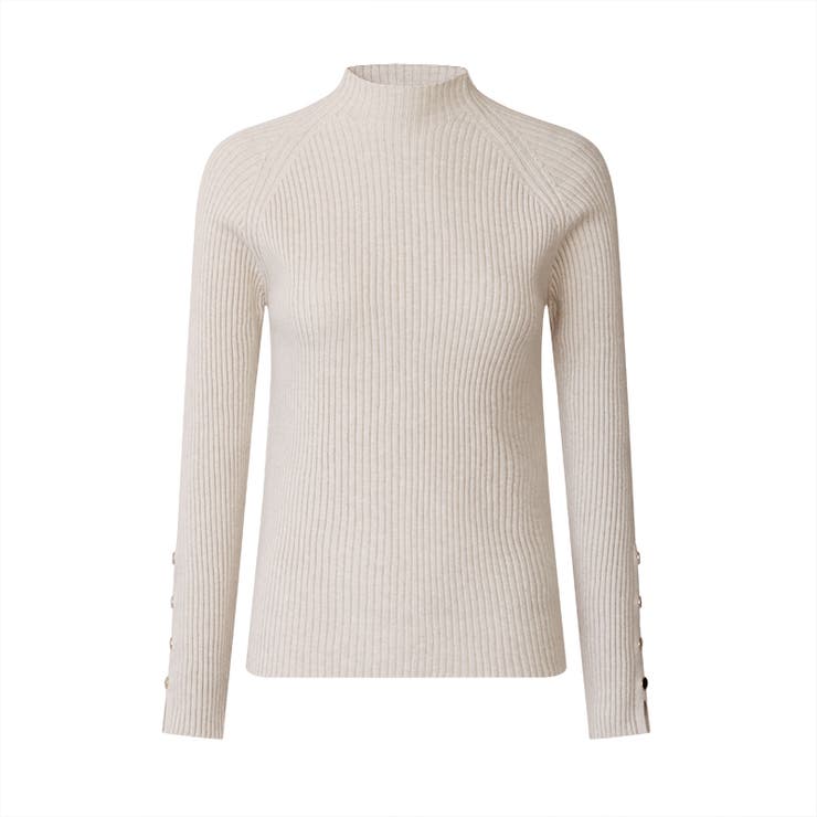 レイヤードにも使いやすいハイネックニット 袖ボタンニット リブニット | COCOMOMO | 詳細画像26 