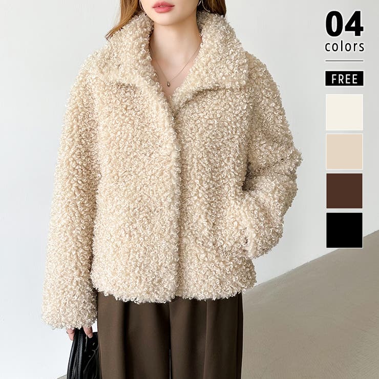 ベージュ | もこもこプードルファーブルゾン プードルファー ブルゾン | COCOMOMO