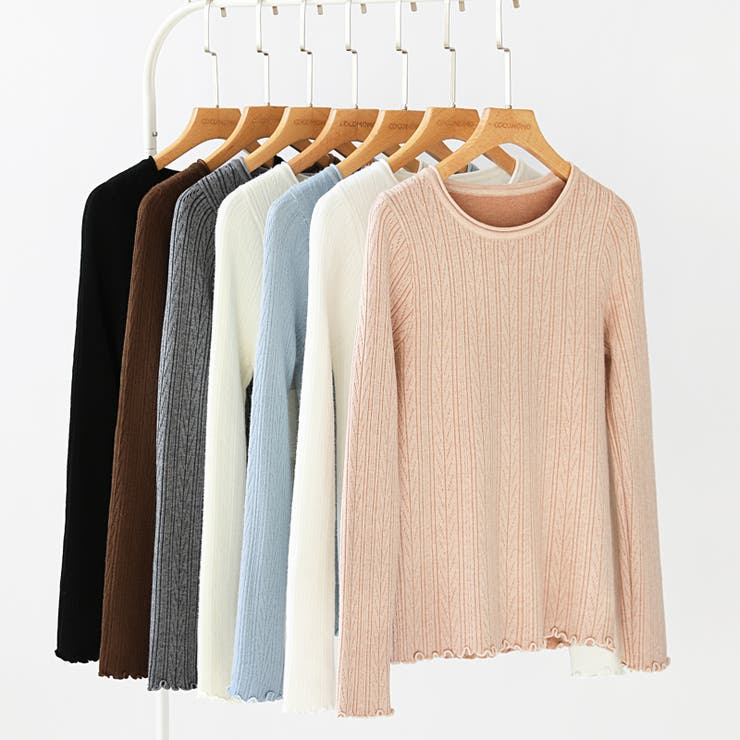 ふわふわ、あったか裏シャギー 裏起毛 メロウフリルニット | COCOMOMO | 詳細画像46 