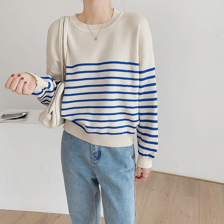 ボーダーニット クルーネック ニットセーター | COCOMOMO | 詳細画像11 