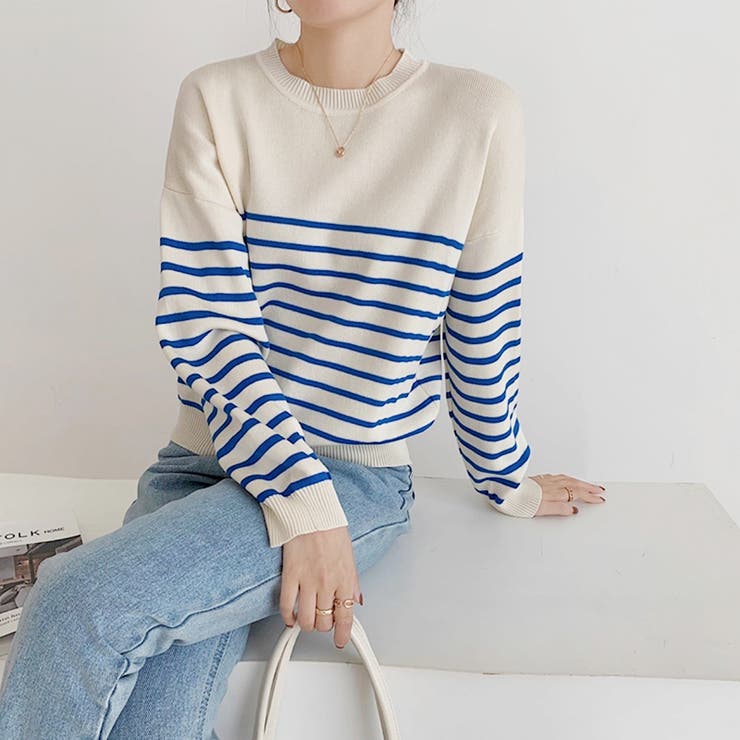 ボーダーニット クルーネック ニットセーター | COCOMOMO | 詳細画像12 