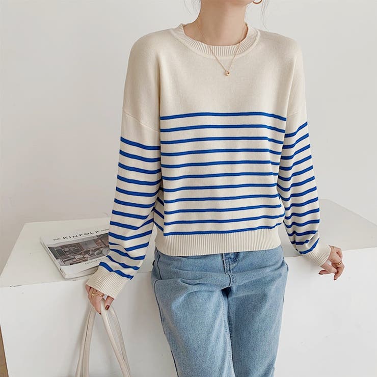 ボーダーニット クルーネック ニットセーター | COCOMOMO | 詳細画像13 