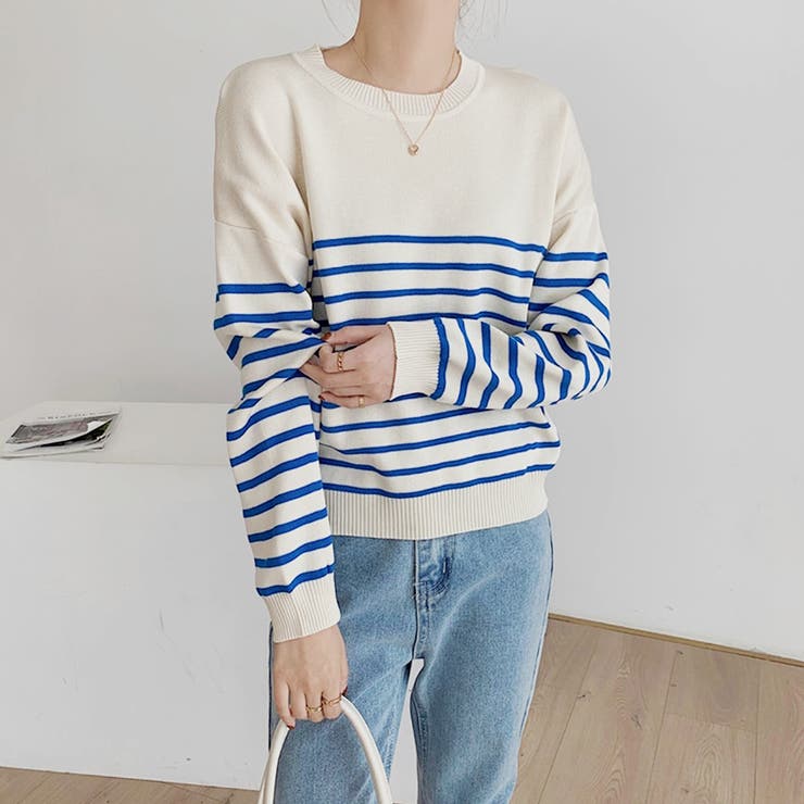 ボーダーニット クルーネック ニットセーター | COCOMOMO | 詳細画像14 