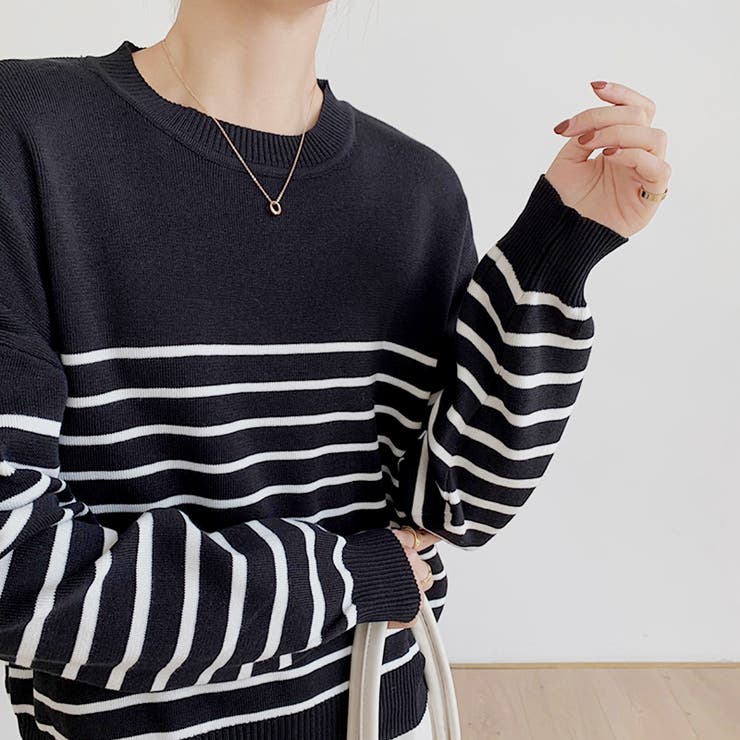 ボーダーニット クルーネック ニットセーター | COCOMOMO | 詳細画像19 