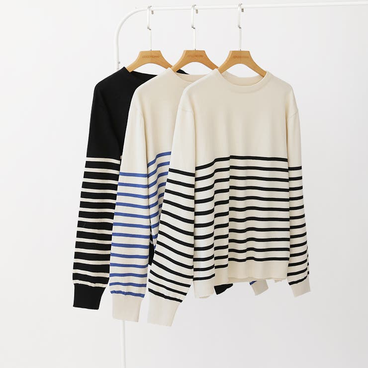 ボーダーニット クルーネック ニットセーター | COCOMOMO | 詳細画像21 