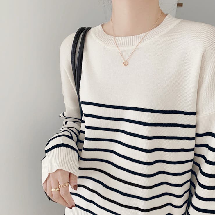 ボーダーニット クルーネック ニットセーター | COCOMOMO | 詳細画像4 