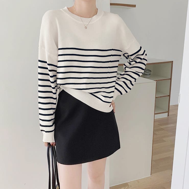 ボーダーニット クルーネック ニットセーター | COCOMOMO | 詳細画像8 