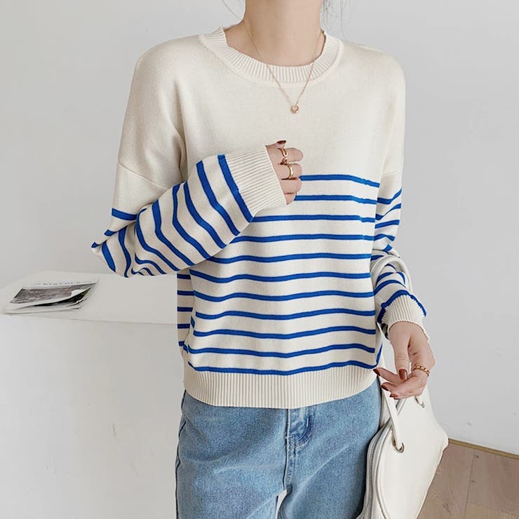 ボーダーニット クルーネック ニットセーター | COCOMOMO | 詳細画像9 